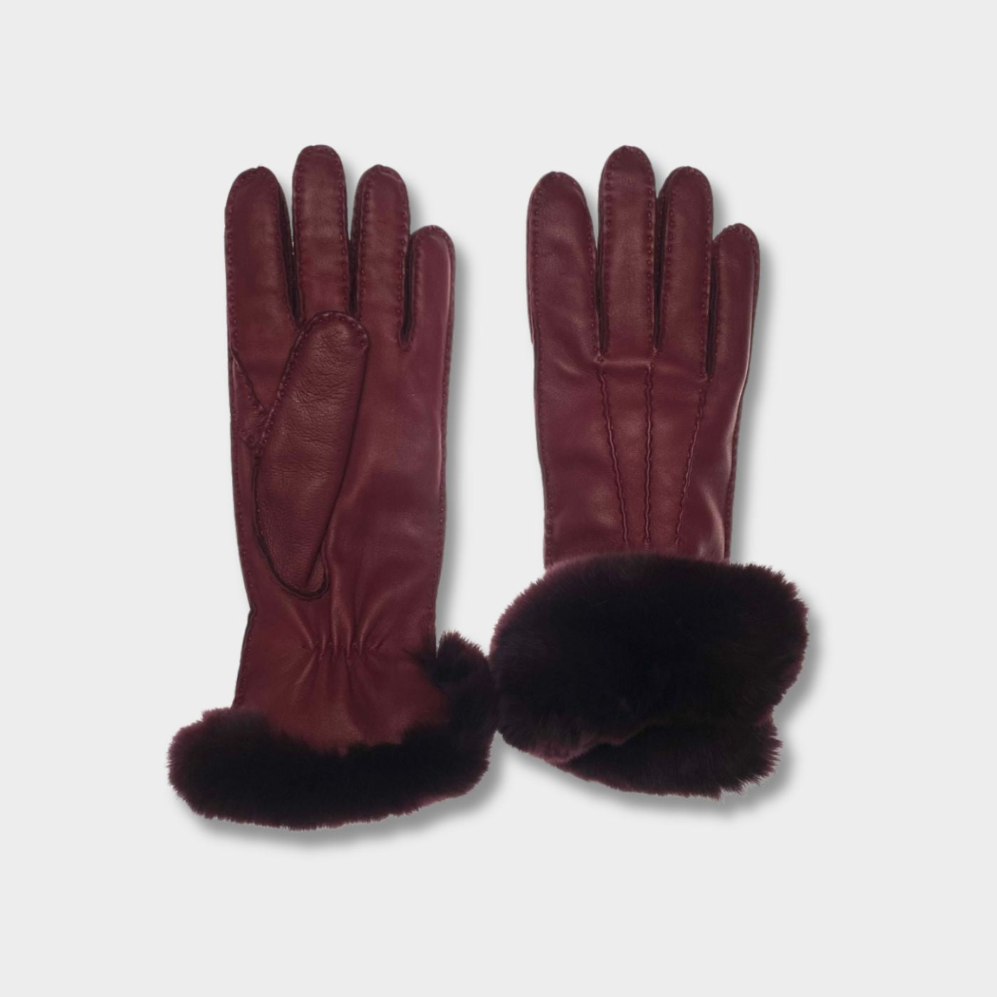 Art. 85 - Woman’s Full-Grain Deerskin Gloves with Rex Fur