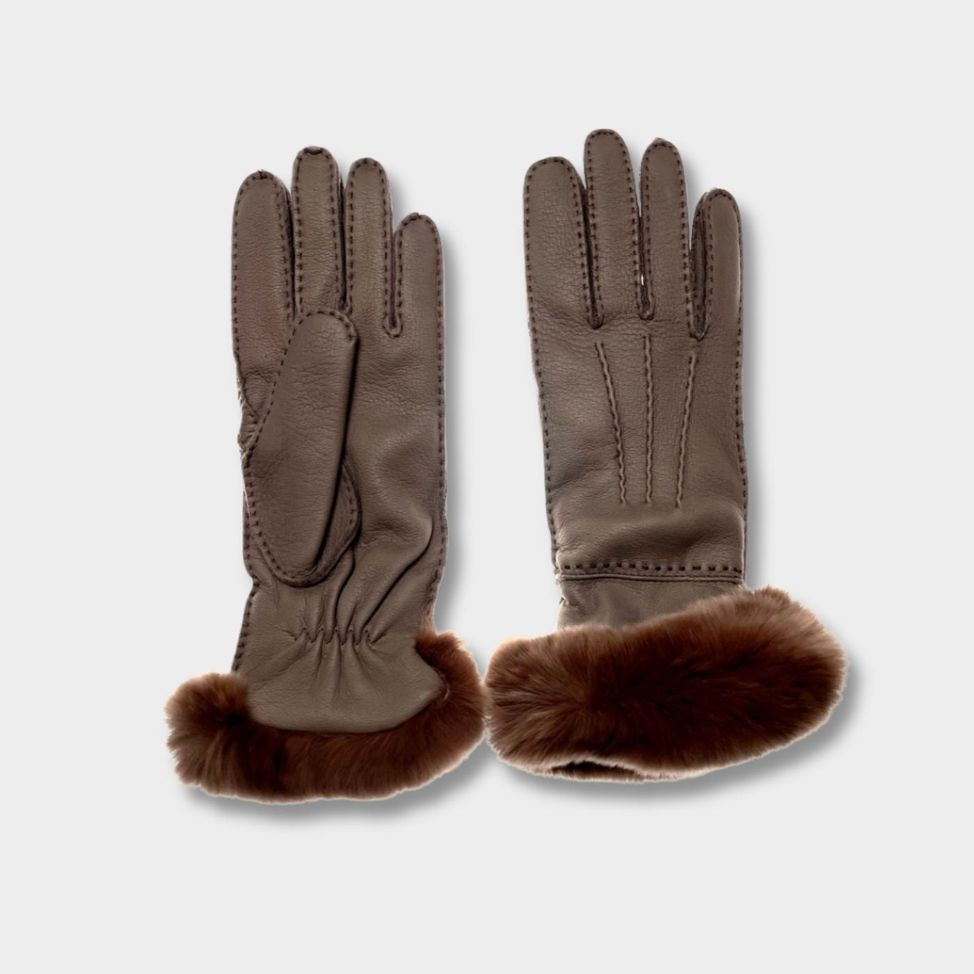 Art. 85 - Woman’s Full-Grain Deerskin Gloves with Rex Fur