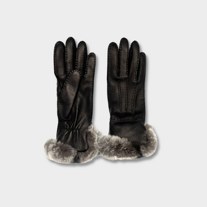Art. 85 - Woman’s Full-Grain Deerskin Gloves with Lapin Fur