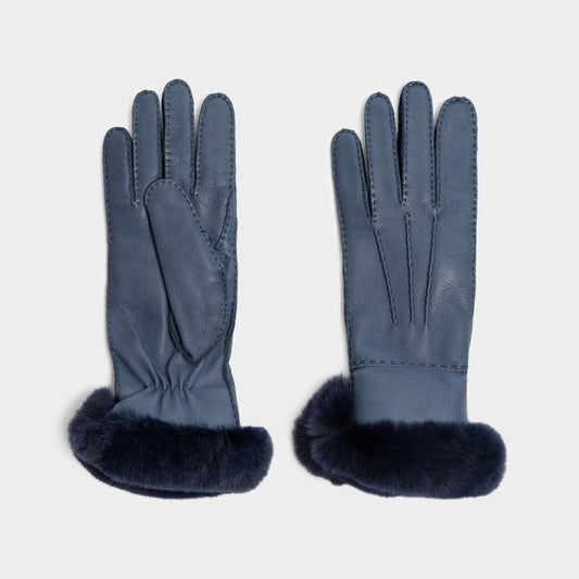 Art. 85 -  Woman’s Full-Grain Deerskin Gloves with Rex Fur